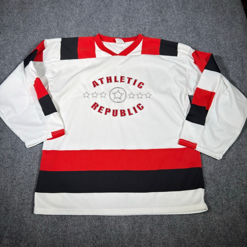 Athletic Knit Athletic Republic Hockey Jersey Mens Large White Red Black